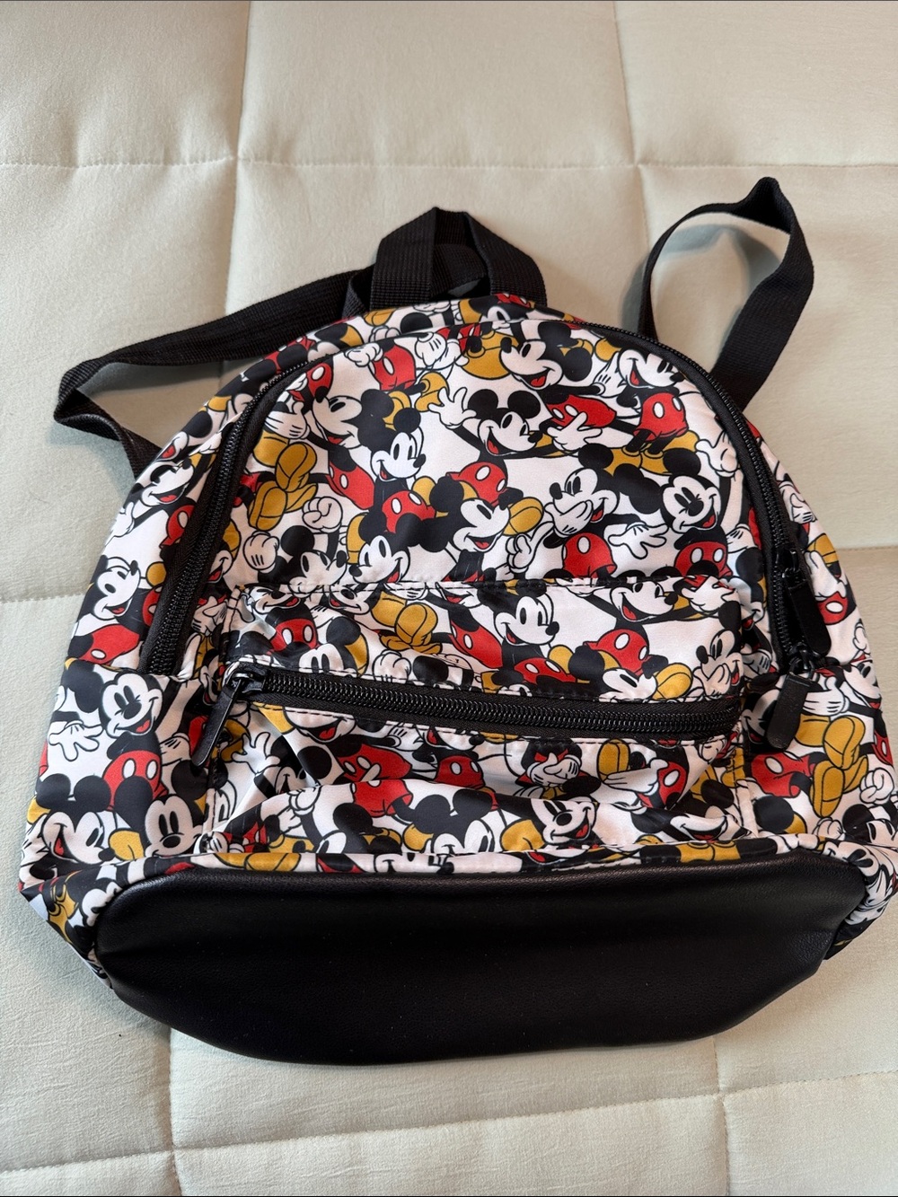 Disney Bioworld Mini Backpack with Mickey Print - Black, Red, Yellow, White